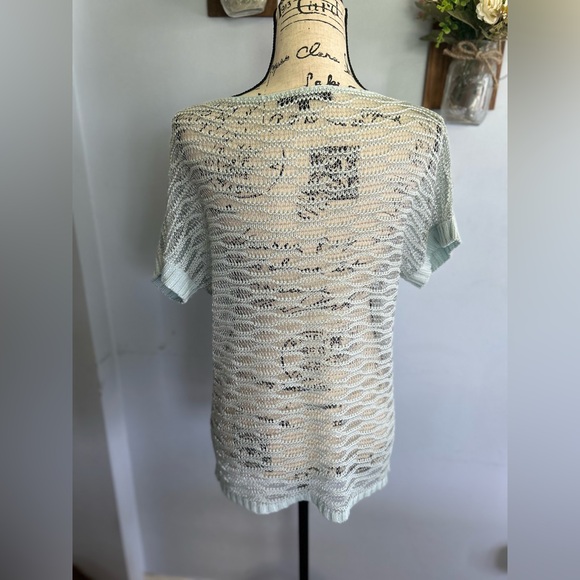 Love stitch cover up vacation top open knitted acrylic metallic thread - Picture 5 of 10